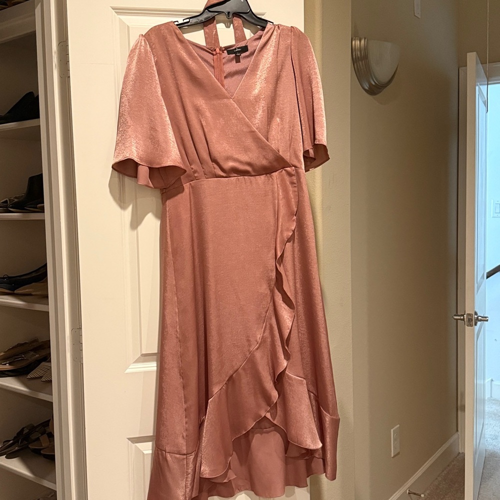 Lulu's Shimmering Pink Midi Dress